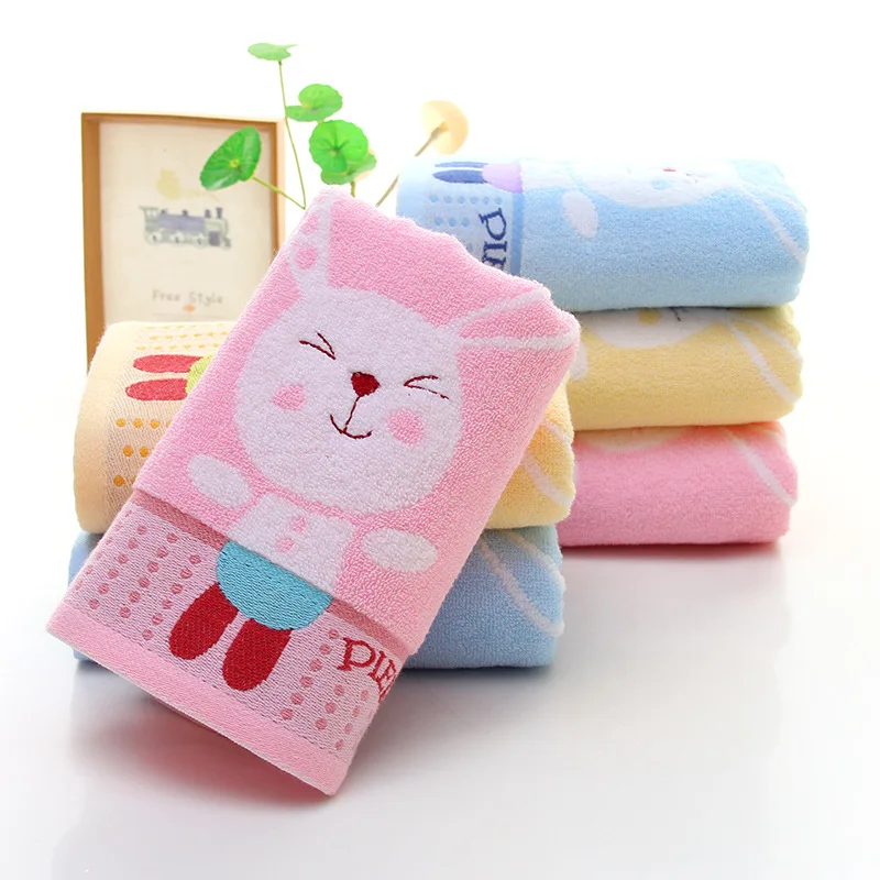 

75*35cm 100% Cotton Face Towel For Kids Cute Cartoon Rabbit Towel Fashion Home Wash Face Absorbent Drying Towels