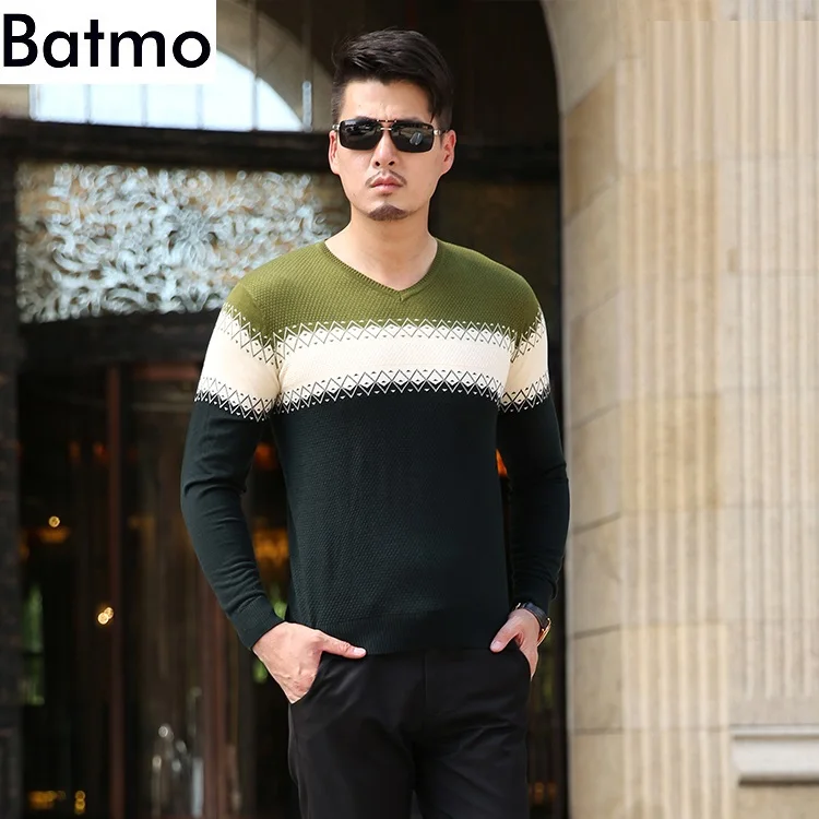 Batmo Новое поступление осень и зима высококачественные повседневные мужские свитера, мужские повседневные свитера больших размеров M-8XL 8801 - Цвет: GREEN