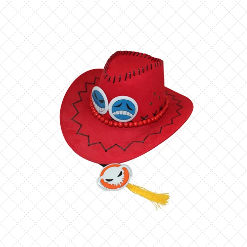 Аниме Одна деталь шляпа своих кулак Portgas D Ace Шляпы широкополые для женщин игрушка Косплэй Кепки мультфильм Шапки ковбойская шляпа кукла красно-коричневый - Цвет: Красный
