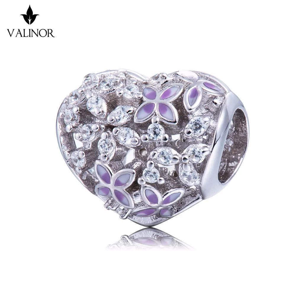 

Purple full heart petals 925 Sterling Silver Heart Petals Charm Beads Fit Original Bracelet Necklace Authentic Jewelry DDBJ173