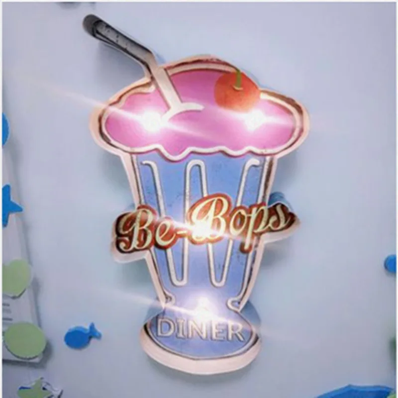 

American Nostalgic Small Fresh Beverage Bottles LED Lights Creative Wall Decoration Wall Decoration to Drinking shop IY304125-20