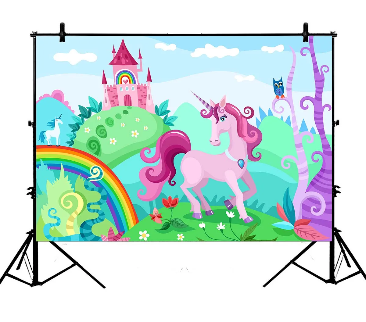 

5x7ft Cartoon Unicorn Abstract Forest Castle Infant Polyester Photo Background Portrait Backdrop