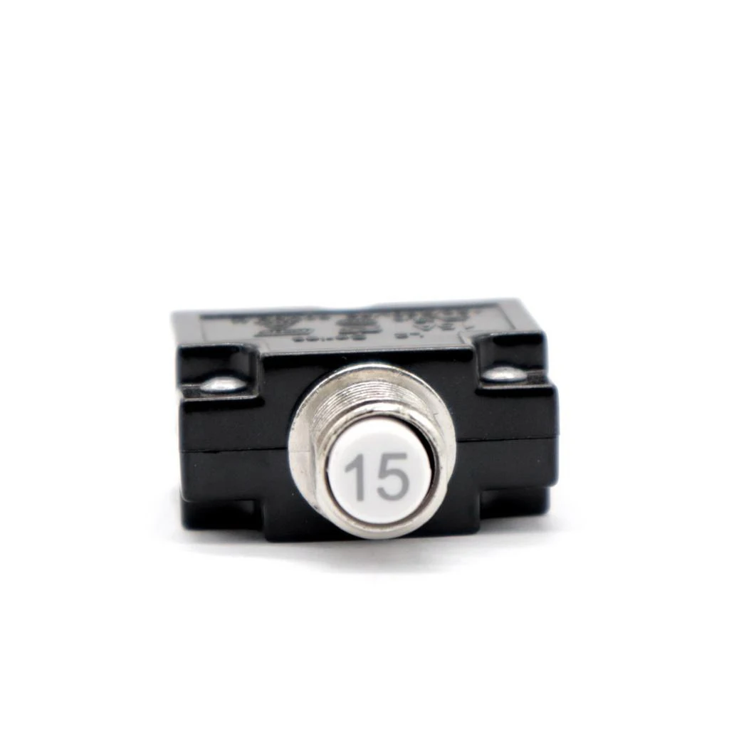 12V-24V Push Button Resettable Circuit Breaker with 2 Quick Terminals 15AMP Excessive Current High Sensitivity