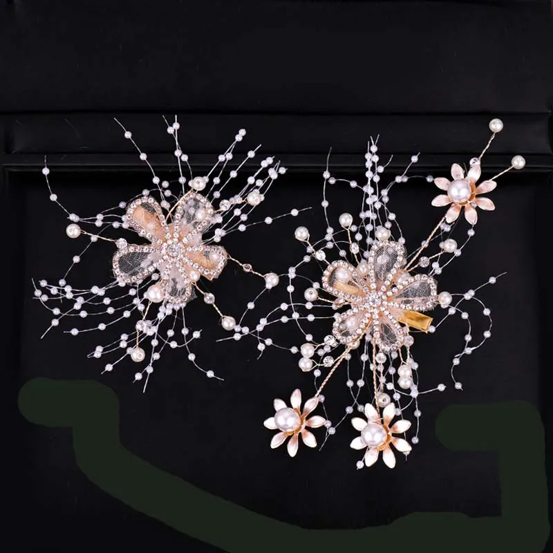 

2pcs Pink Silk Flower Pearl Rhinestone Handmade Bride Hairgrip Hairpin Clip Comb For Hair Wedding Hair Jewelry Ornament SL