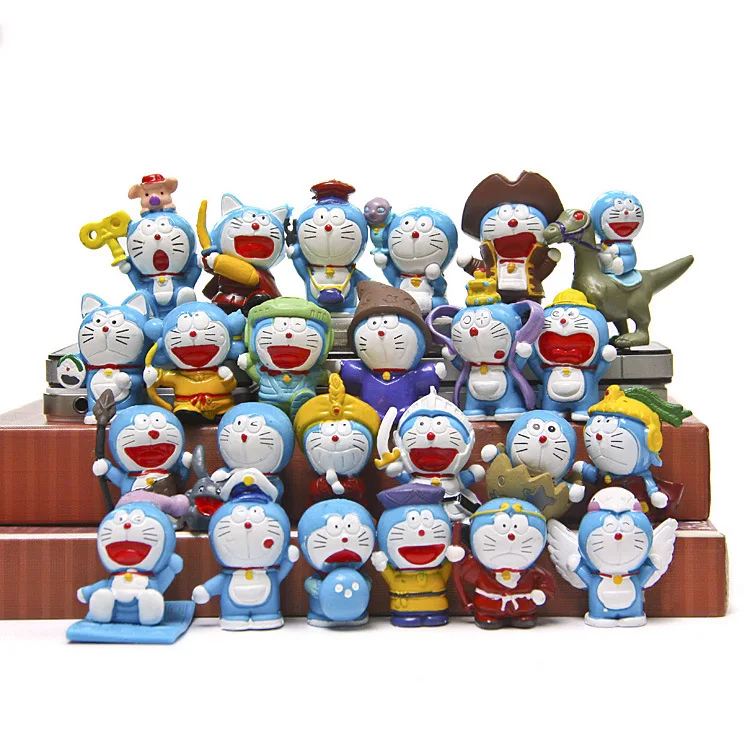 

24pcs/lot Doraemon Action Figure toys Full Set Doraemon PVC Much Joy Treasure box Toys Collection Model Toy Birthday Gift