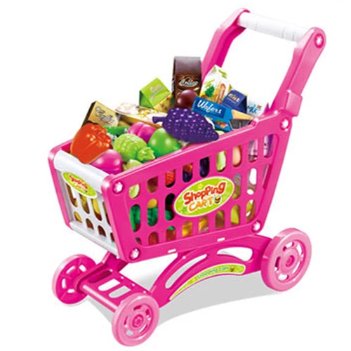 New Supermarket Kitchen Trolley Kids Shopping Cart Food Toy Game Kids
