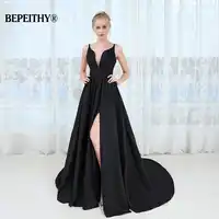 Sexy Deep V-neck Long Evening Dress Robe De Soiree 2019 High Slit Long Prom Dresses Vestido De Festa