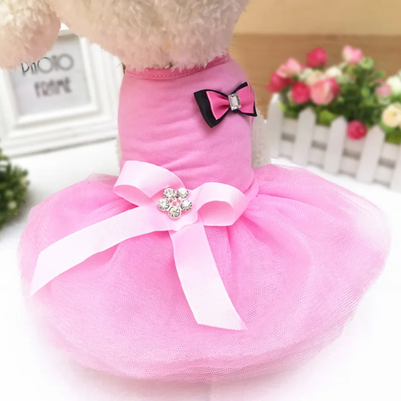 Собака карамельного цвета платье летняя одежда для домашних животных принцесса свадебные платья юбка для маленьких средних собак Щенок Одежда для животных 25Q - Цвет: Pink