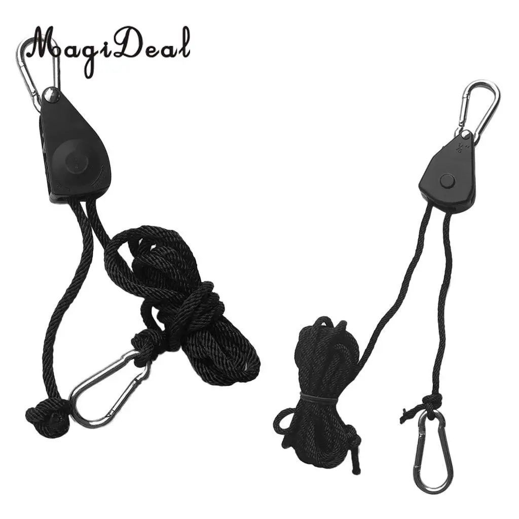 1 Pair 8ft Heavy Duty Strong 34KG Kayak Canoe Boat Tie Down Carabiner Hooks Ratchet Strap Pulley Rope