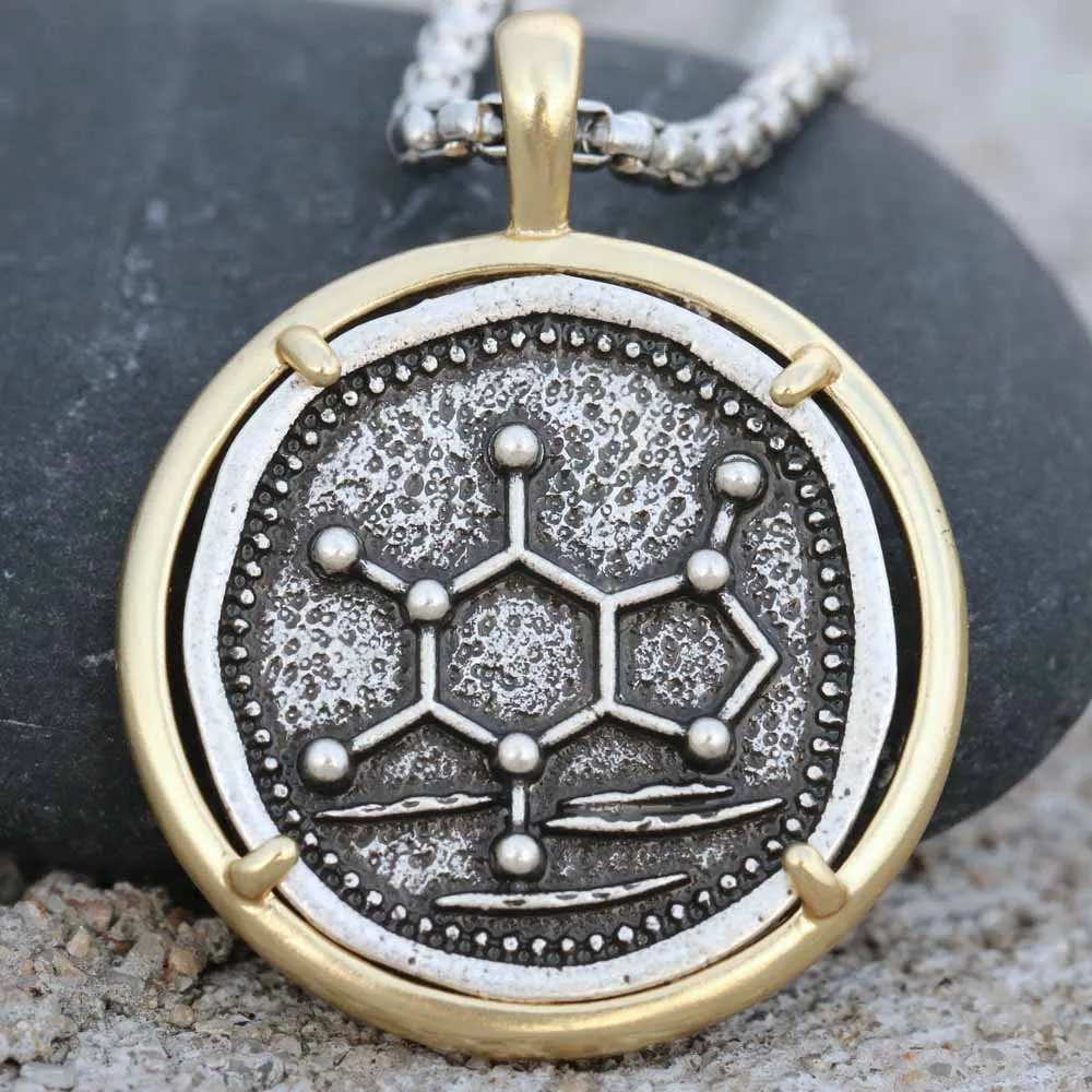 Кофеин ожерелье с дизайном «молекула» Для мужчин химии ДНК ювелирные изделия в стиле минимализма