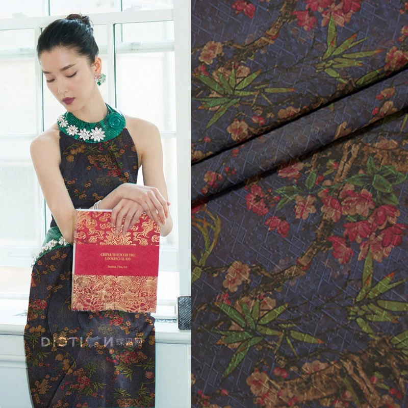 

111cm heavy silk jacquard inkjet silk brocade fabric 37mm t-shirt dress chinese silk brocade fabric wholesale silk cloth