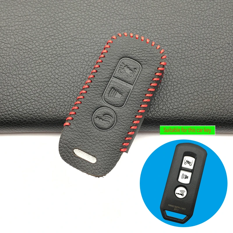 

For Honda PCX SH 125 150 2016 2017 2018 Motorcycle Scooter Genuine Leather Key Cover Case 3 Buttons Remote Protective Shell