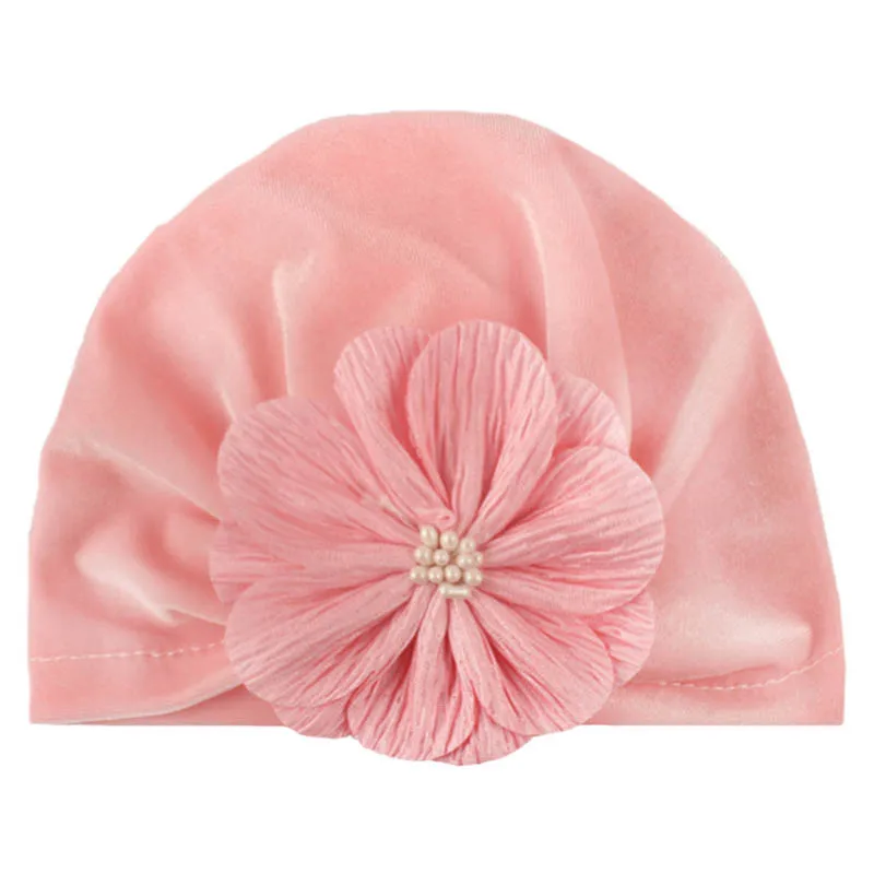 Бархатная Детская шапка-тюрбан с цветочным принтом для новорожденных девочек; Шапка-бини; осенне-зимняя детская шапочка для маленьких девочек; реквизит для фотосессии