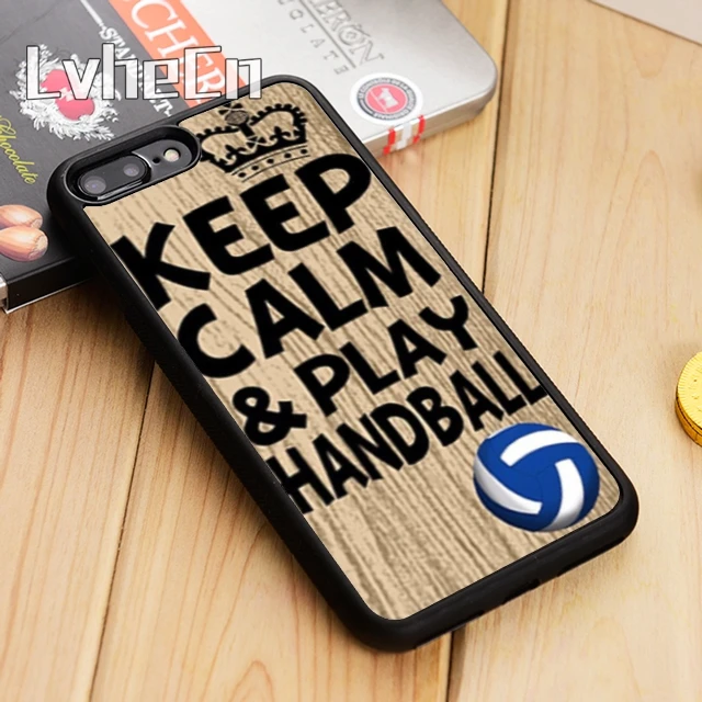 LvheCn Keep calm play handball sport quote Phone Case Cover For iPhone 11 12 Pro X XR XS MAX 5 6S 7 8 Plus samsung s7 s8 s9 s10 | Мобильные