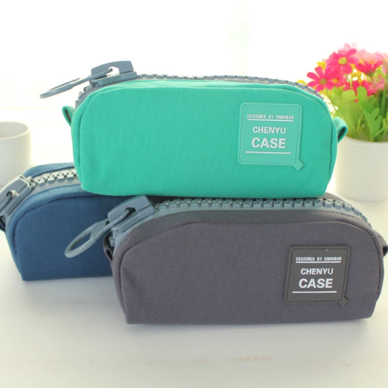 

Candy Color Big Zipper Canvas Pencil Case School Case Pen Bag Boy Girl Stationery Cute Pencilcase