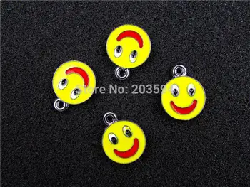 

AE420 Mix Color 20Pcs Alloy Metal Enamel smile face Charms Pendants 22x18mm