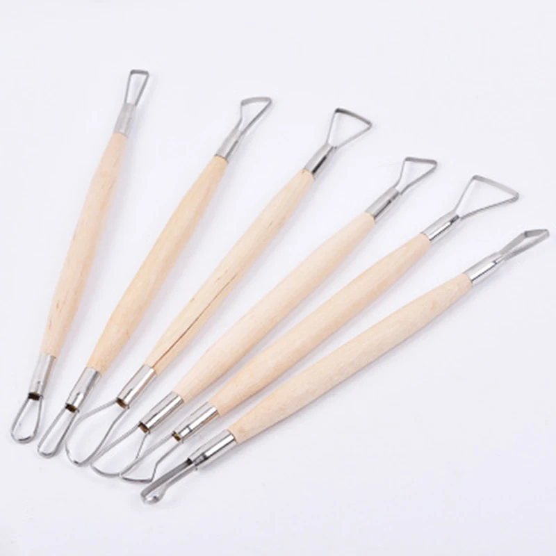 DIY Tools Wooden Handle Pottery Ceramics 6PCS/ Set Wood Handle Wax