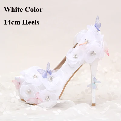 Red Wedding Shoes Beautiful Flower and Butterfly Bride Party High Heels  with Ankle Straps Prom Pumps White and Red Color|high heels|party high  heelsred wedding shoes - AliExpress