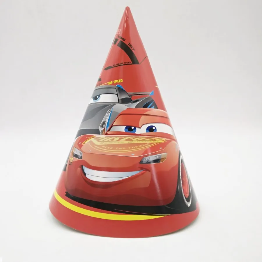 

6pcs Lightning Mcqueen Paper Caps party supplies happy birthday Hat party decoration supplies kids favor party caps birthday