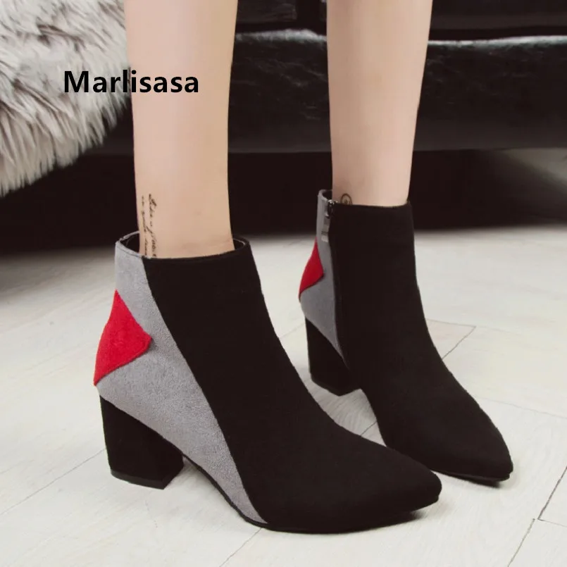 

Marlisasa Women Cute Sweet Comfortable High Heel Martin Boots Lady Casual High Quality Winter Ankle Boots Botas De Mujer F6008