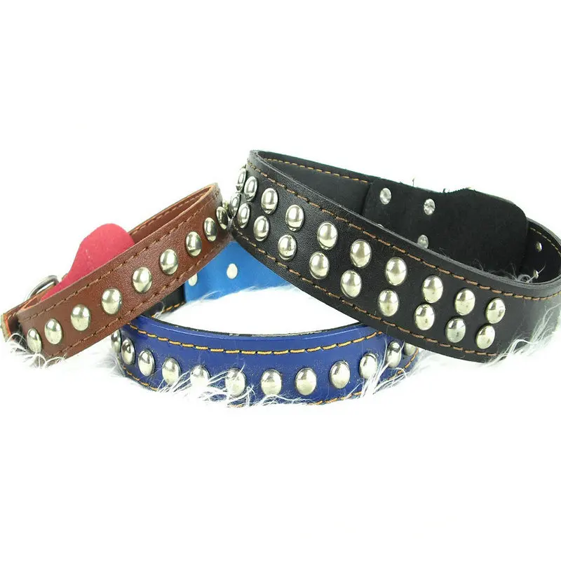 Adjustable Imitation Leather Rivet Collars For Small Medium Large Dog Solid Basic Collar Breakaway | Дом и сад