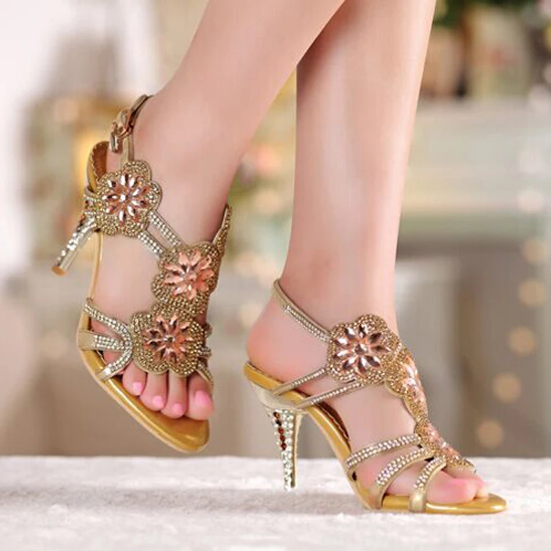 Summer Cool Middle High Heel Wedding Dresses Shoe Sandals Beaded