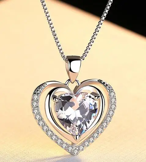 

free shipping S925 silver with crystal pendant necklace for women beautiful necklace big sale