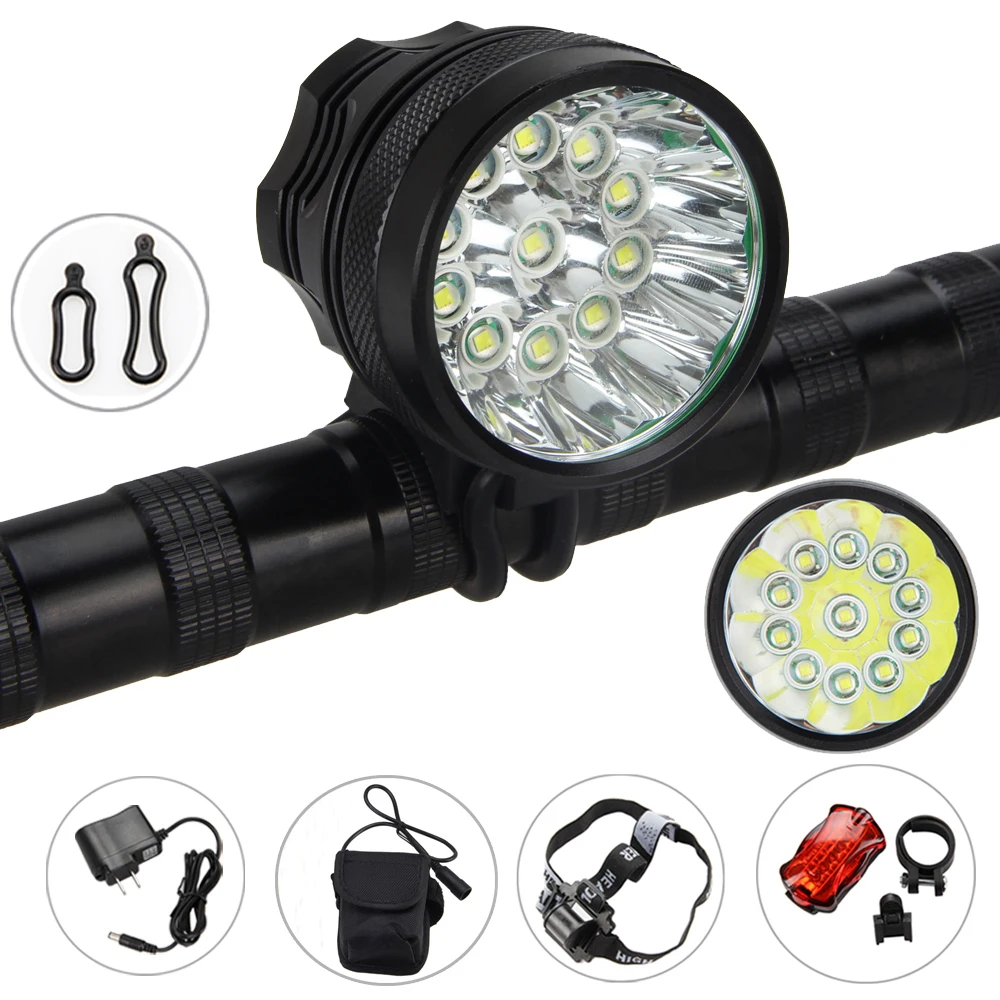

28000LM 11X XML T6 Bicycle Bike LED Light Waterproof Front Headlight Lamp Bike Accessories With 6x18650 Battery+Taillight