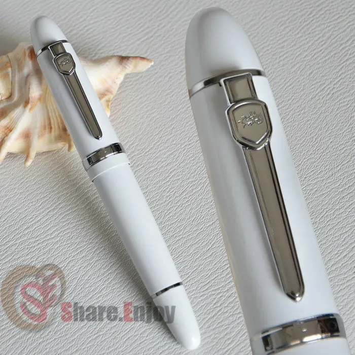 

JINHAO 159 GLOOS WHITE AND SILVER ROLLER BALL PEN THICK
