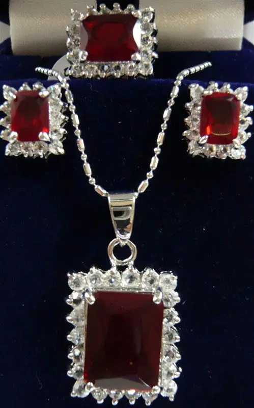 

11.22 9 color- fine pink/red/purple/blue 18KGP Box-shaped zircon earring pendant ring can choose Discount 35%