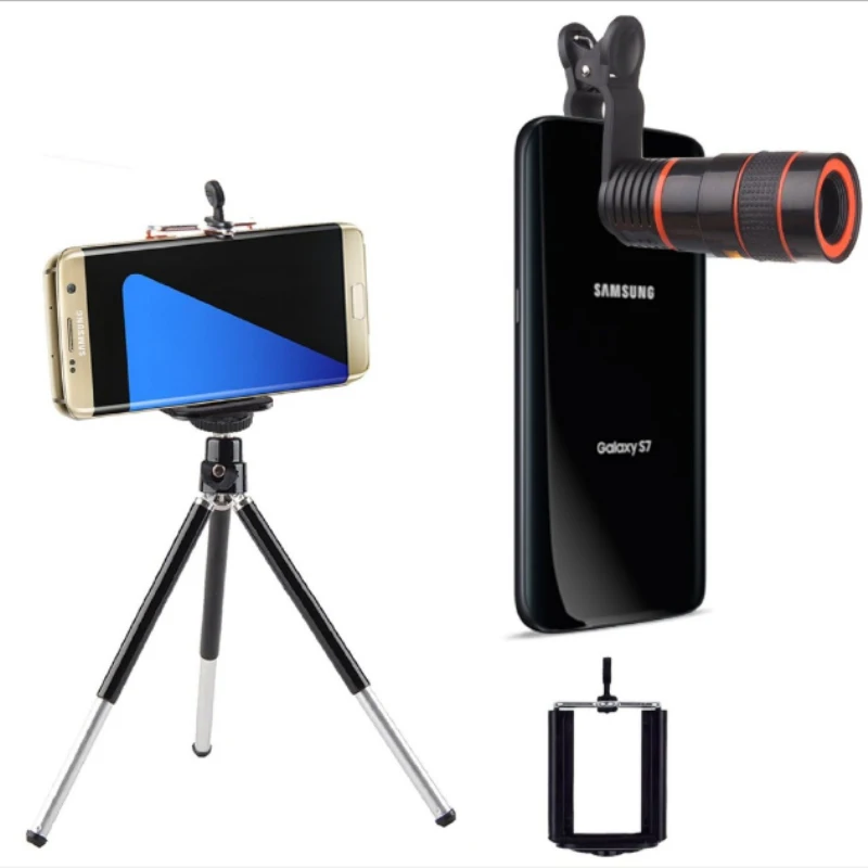 Universal 3-in-1 Phone Lens Set 8X Zoom Long Focus Camera + Holder Mini Tripod for Mobile Smartphone H8XZ | Мобильные телефоны и