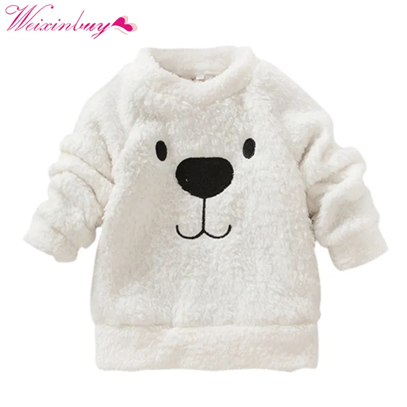 

Kid Baby Boy Girl Bear Print Warm Long Sleeve Crewneck Furry Coat Sweater Jacket