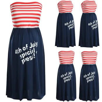 

Women Maternity Dresses Chest Wrap Pregnancy Dress Sleeveless Stripe 4th Of July Dress Maternity Gown 2019 Vestido Gestante