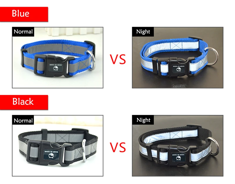 4 цвета, 2,0 см, 2,5 см, светоотражающий нейлоновый ошейник для средних и больших собак, светодиодный ошейник в подарок, Большие Ошейники для домашних животных