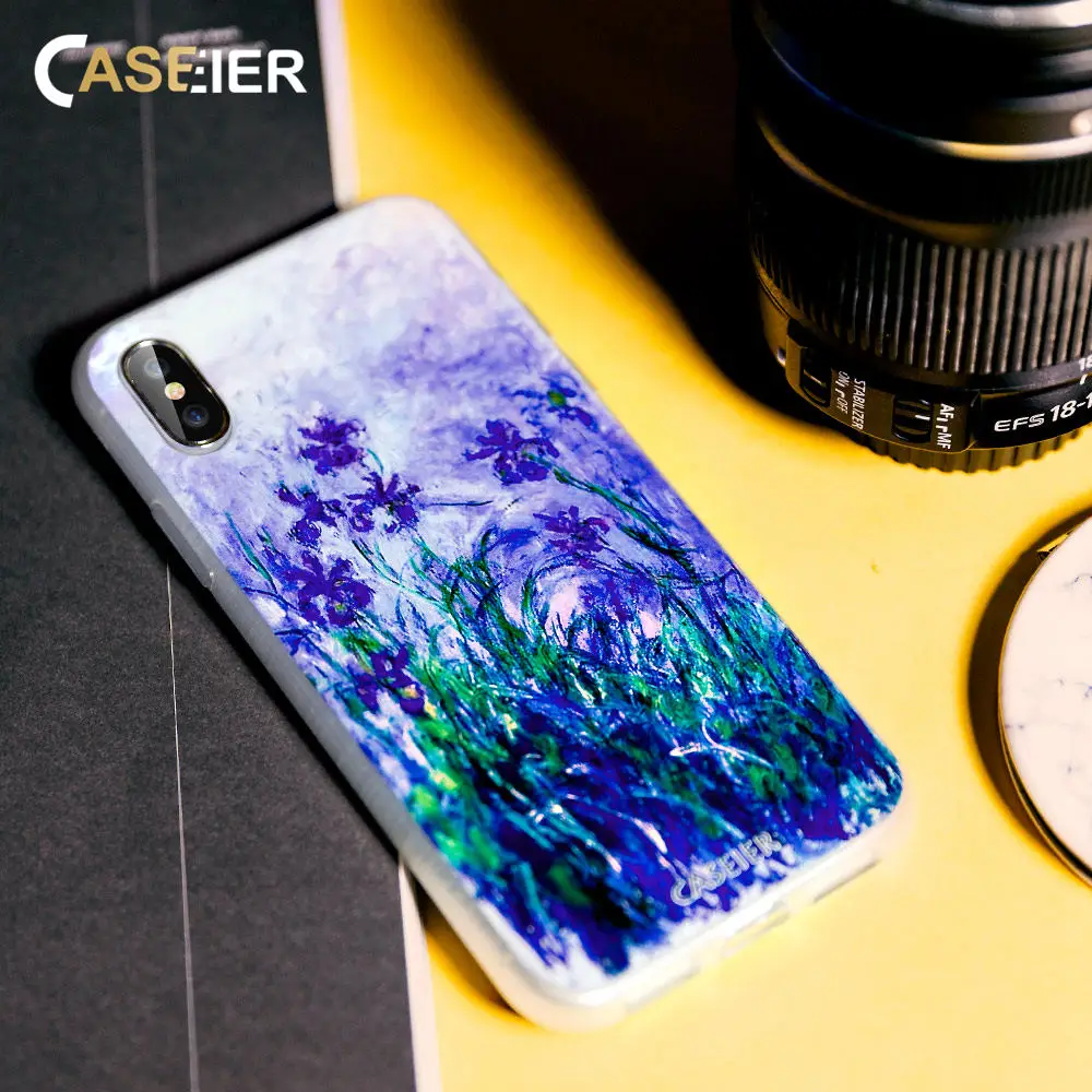 

CASEIER Monet Case For iPhone 8 7 6 6s Plus 5 5s SE Silicone Case For iPhone X XS MAX XR Funda Couque Shell Phone Accesories
