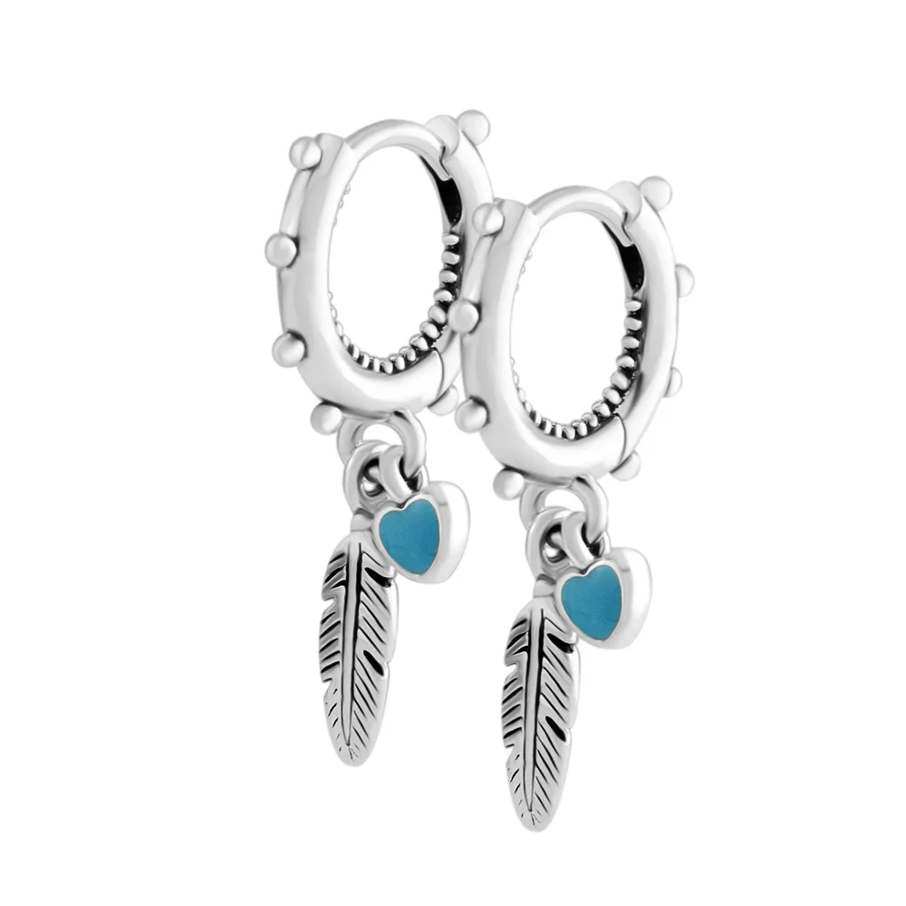 

100% Sterling-Silver-Jewelry Spiritual Feathers Dangle Earring 100% 925 Silver Jewelry for Women Free Shipping