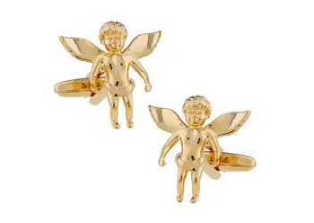 

10pairs/lot Lovely Angel Cuff Links Copper Material Fairy Angel Cufflinks Gold&Silver Color Cuff Button Men's Jewelry Gift
