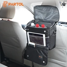 Partol Multi-Function Car Storage Bag Universal Black Organizer Box for Backseat Automobile Stowing Tidying Picnic Cooling Bag