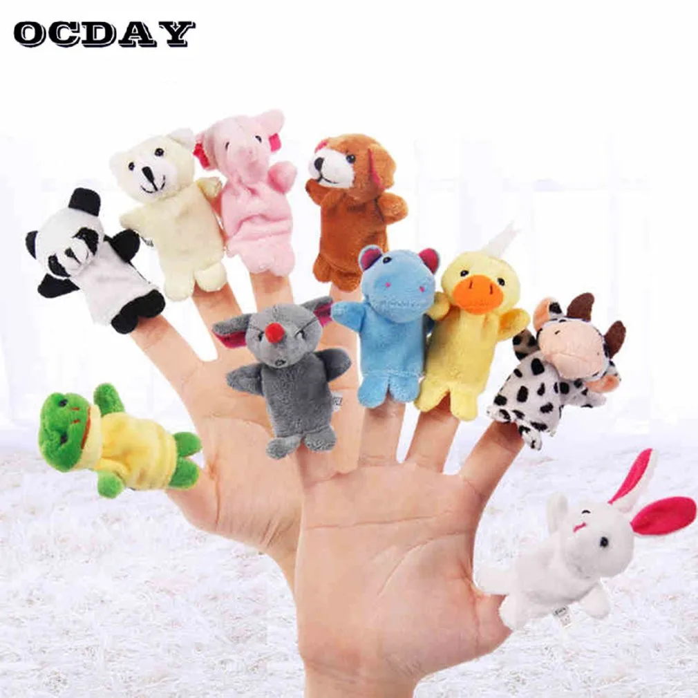 

1PC Fun Baby Plush Toy Animal Finger Puppets Double Layer with Feet Storytelling Props Doll Hand Puppet Kids Toys Children Gift