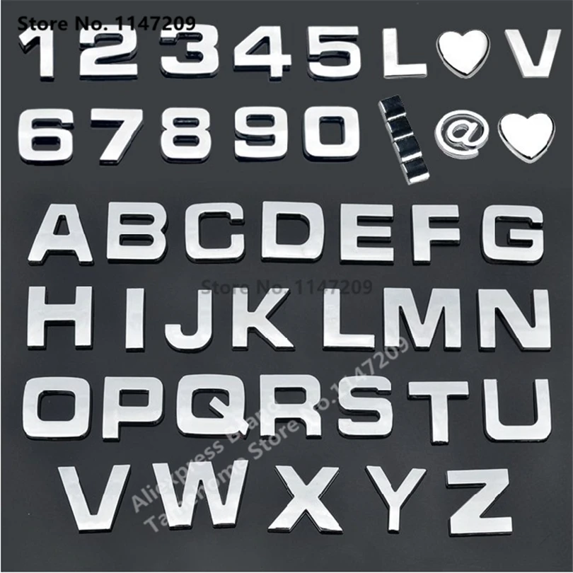 Buy 10 PCS 1set DIY Car Sticker Styling Chrome 3D Self