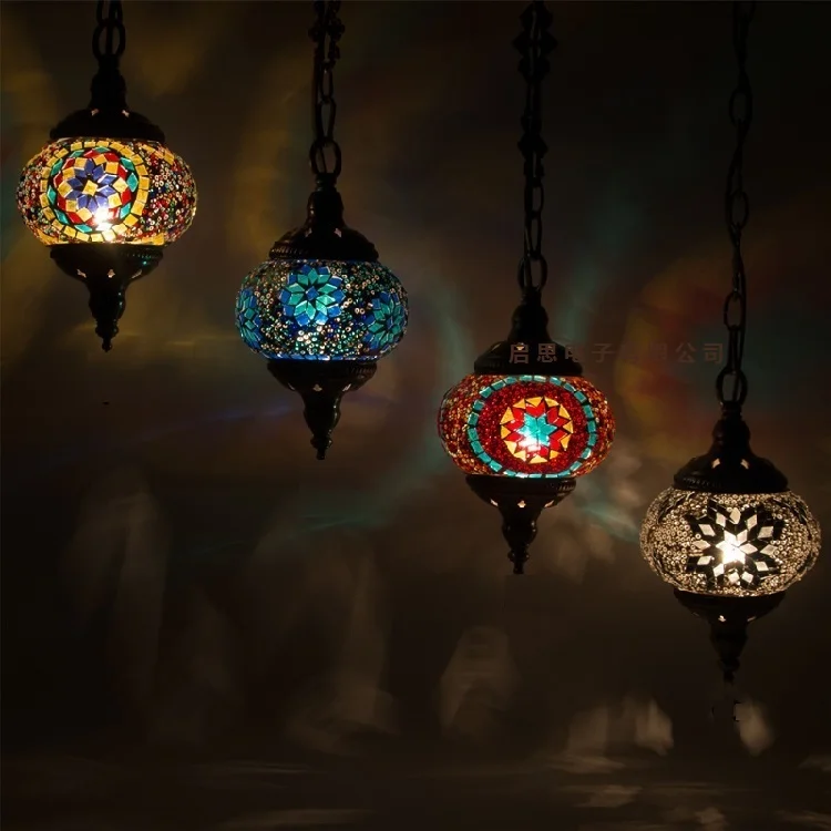 New style Turkey Ethnic Customs Handmade Lamp Romantic Cafe Restaurant Bar Tree Pendant Light Bar Mosaic Pendant Lamp 2