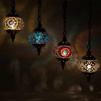 New style Turkey Ethnic Customs Handmade Lamp Romantic Cafe Restaurant Bar Tree Pendant Light Bar Mosaic Pendant Lamp 2