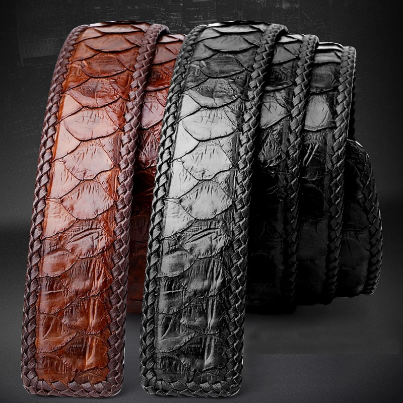 

luxury belt men's genuine leather belts for men high quality snakeskin belts without buckle python skin waist belt mens ceinture