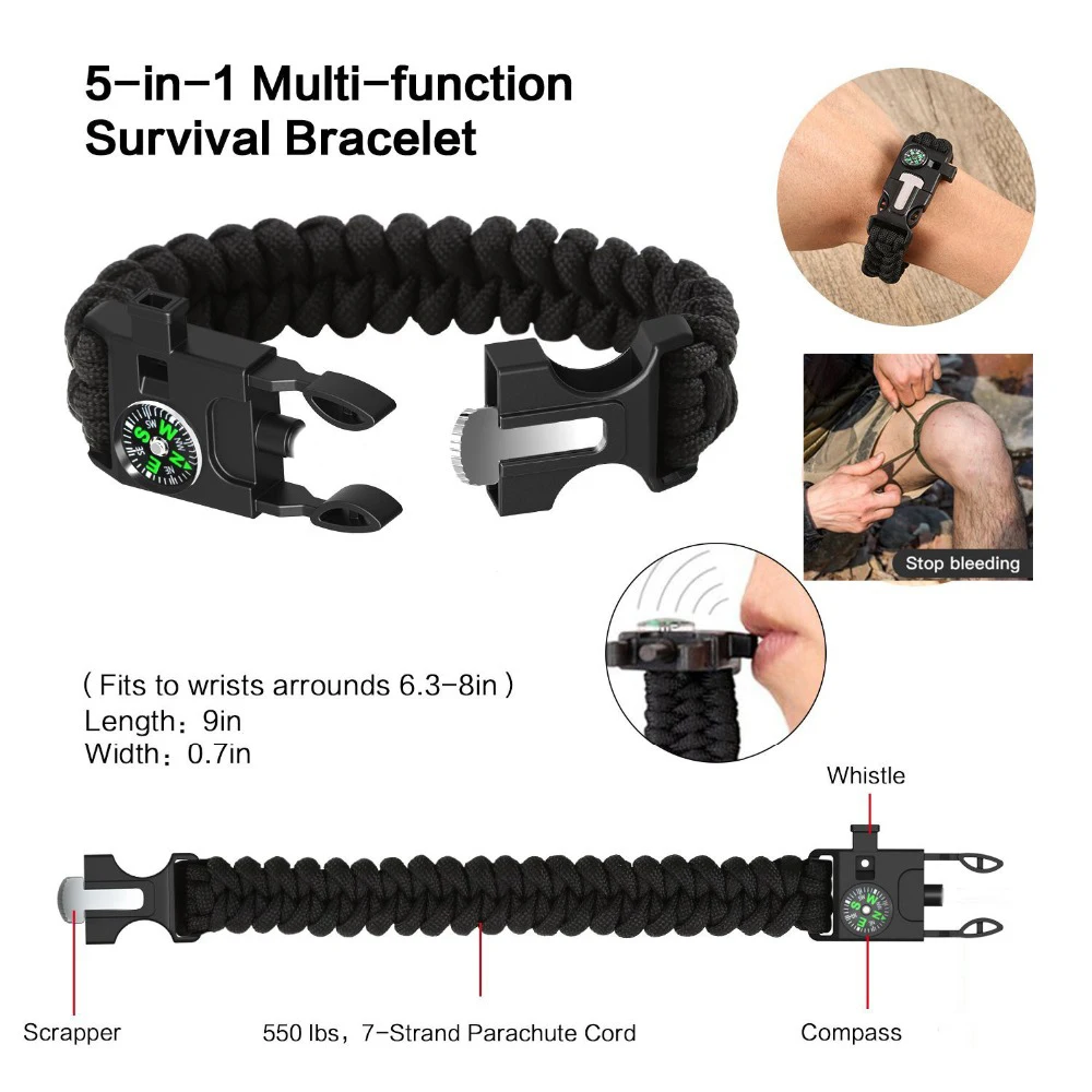 Emergency Survival Gear multi tool Survive First Aid Kit Outdoor Camping equipment Survival Whistle Flashlight Tactical pen (29)