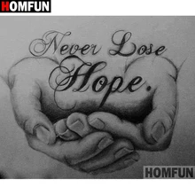 HOMFUN Full Square/Round Drill 5D DIY Diamond Painting "Hand text" 3D Embroidery Cross Stitch 5D Home Decor A01041