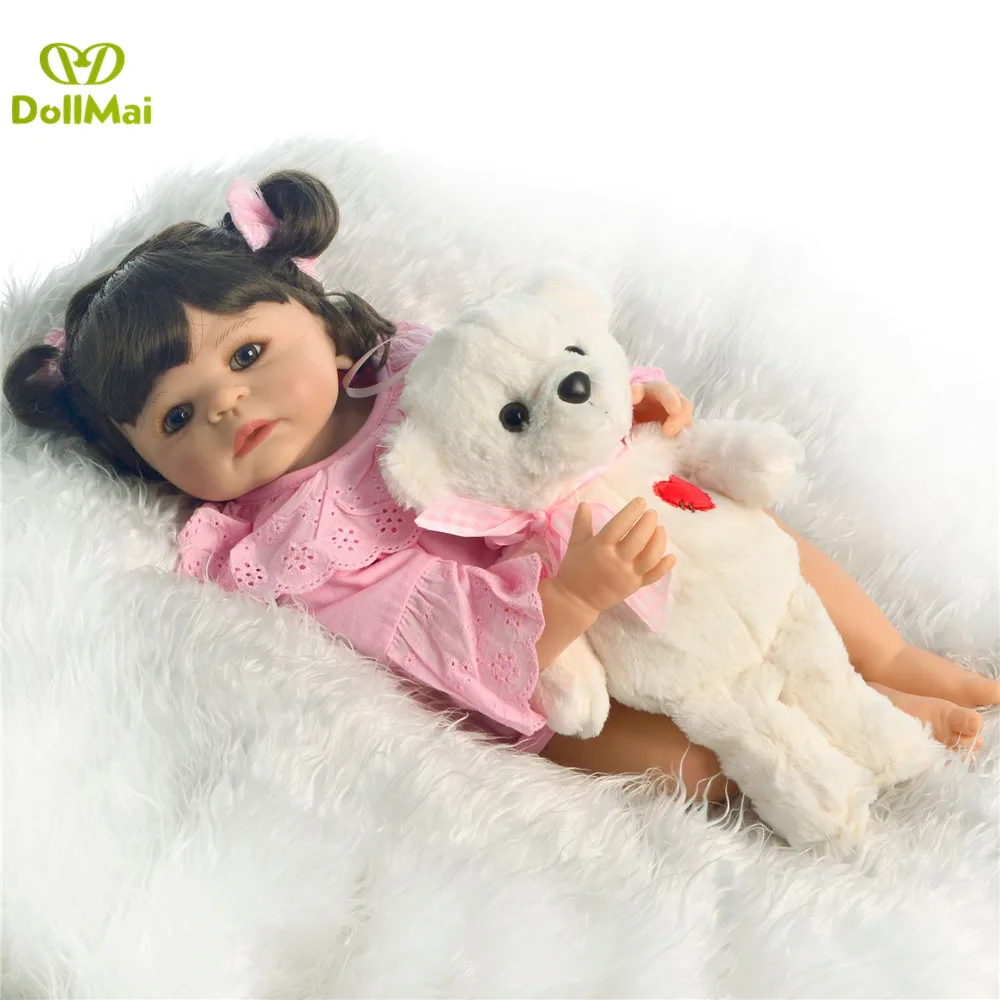 Настоящие куклы Bebes Reborn с розовой одеждой силиконовая кукла для девочек 55 см