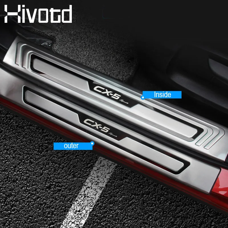 

Hivotd For Mazda CX-5 CX5 2017 2018 2019 Car Door Sill Scuff Plate Welcome Pedal Stainless Steel Car Styling Auto Accessories