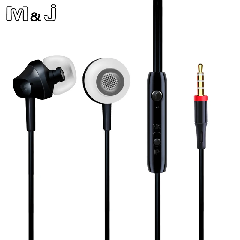 M&J դյուրակիր մինի ստերեո բաս ականջակալ iPhone 5 6 Samsung- ի բջջային հեռախոսով միկրոֆոնով լարային դրսում, սպորտային ականջակալներով, 120CM