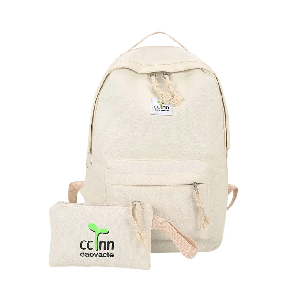 

Simple high quality casual canvas small fresh bean sprouts rope backpack two-piece Rucksack Shoulder Bookbags H30524