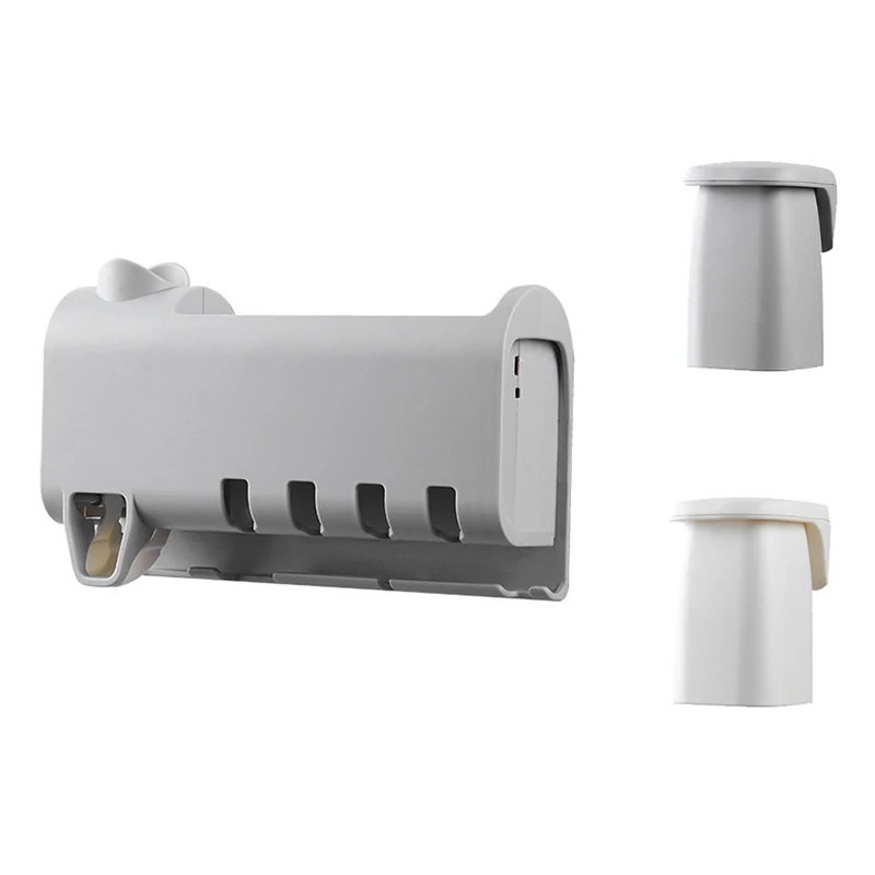 

Toothbrush Holder Set, Save Space No Drill Wall Mount Toothpaste Dispenser